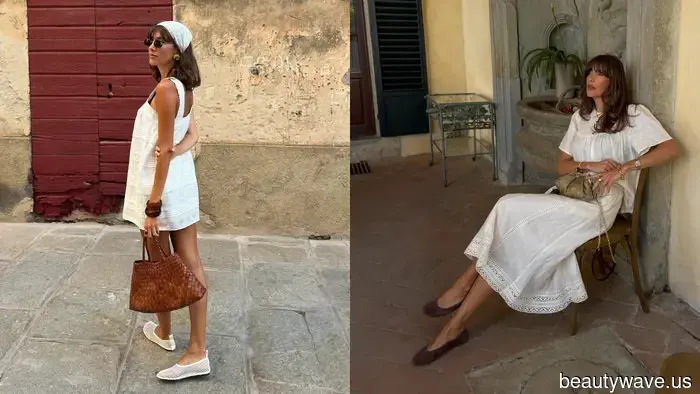 Black heels are acceptable, but Italian and French women understand that these colors complement white dresses more effectively.