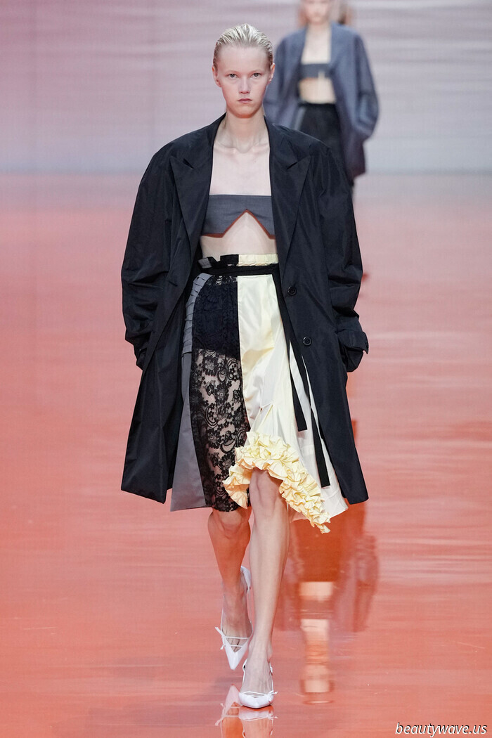 Forget Minimalism—at Prada, pastel coats, Frankenstein skirts, and an abundance of jewelry signified a new chapter in fashion.