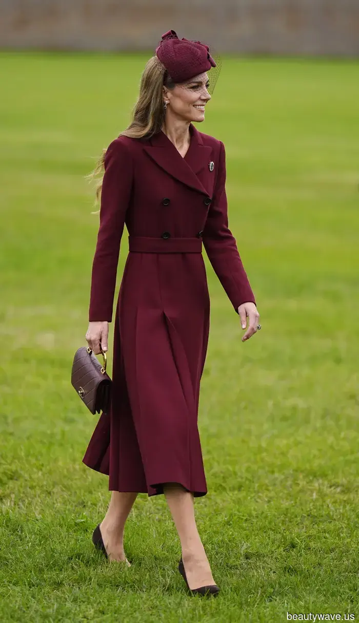 Not Matchy and Not Nude, This Shoe Color Is What Kate Middleton Currently Wears With a Burgundy Ensemble.