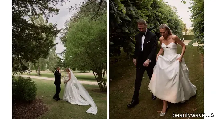 This stunning bride donned a Vera Wang gown and Manolo Blahnik shoes for her sophisticated, timeless countryside wedding.