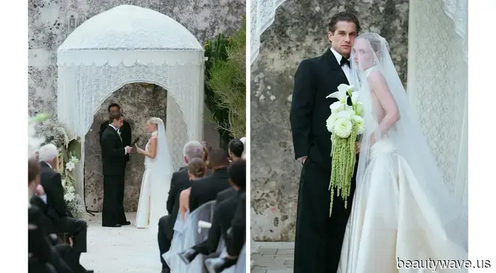 This fashion-forward couple got married at a 19th-century Sicilian masseria, donning custom outfits created by the bride.