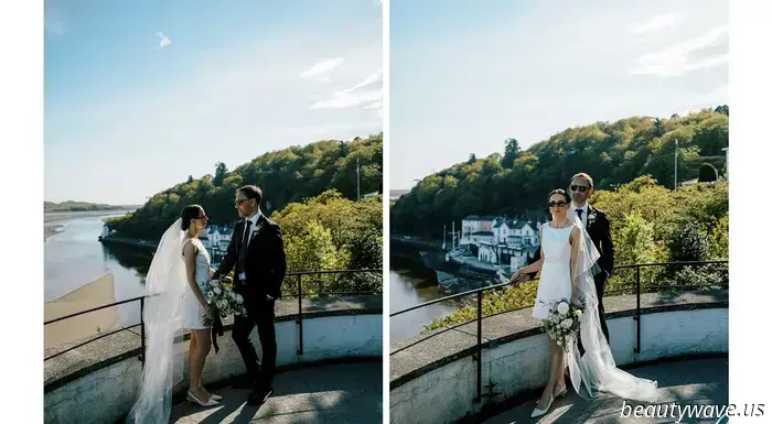 This lovely bride donned a stylish Reformation minidress for her intimate wedding in Wales, which had 26 guests.
