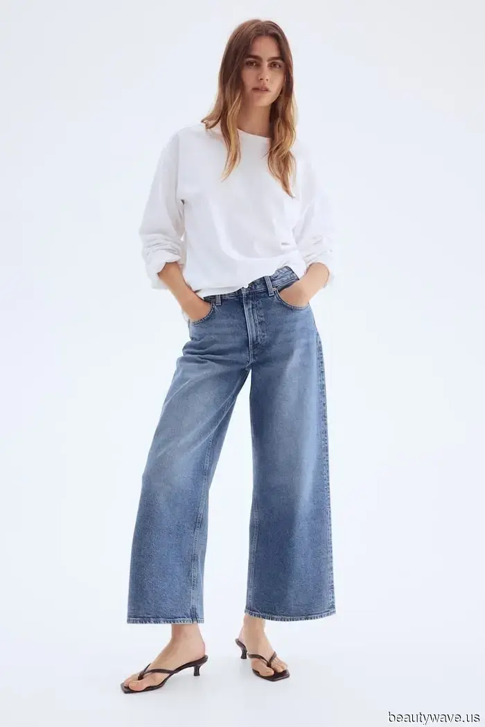 Achieving a Chic Look with Wide-Leg Jeans Involves Pairing Them with These Stylish Blouses and Shoe Trends.