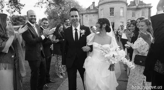 This stunning Babington House wedding featured a Brazilian welcome BBQ, a custom gown, and an adorable puppy.