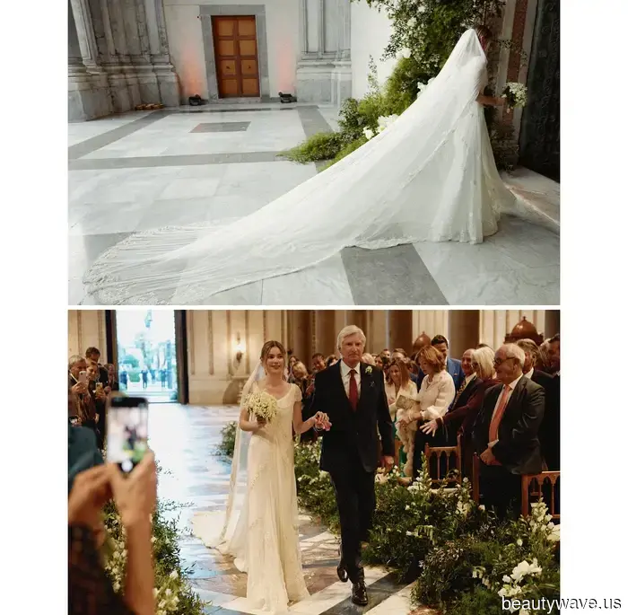 Questa sposa stilista ha indossato un abito da sposa ispirato al vestito di Audrey Hepburn in My Fair Lady.