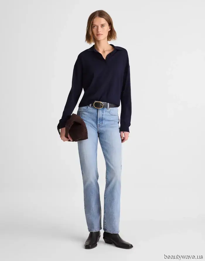 To achieve a more French look, pair your black blazers with this timeless denim style.