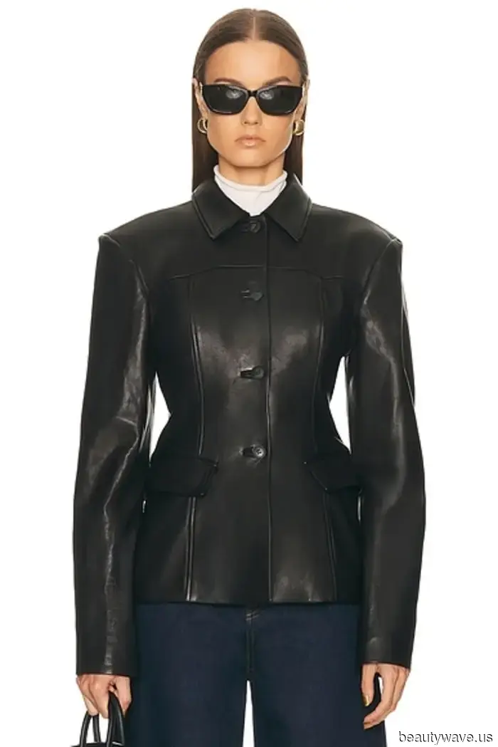 Absolutely, leather pants are trendy, but Elsa Hosk is aware that they appear most stylish when paired like *this*.