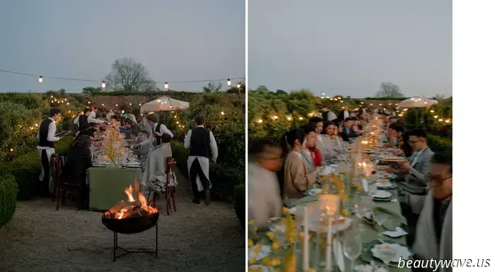 This stunning Babington House wedding featured a Brazilian welcome BBQ, a custom gown, and an adorable puppy.