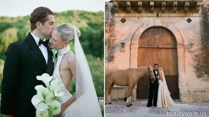 This stylish couple got married at a 19th-century Sicilian masseria in custom outfits created by the bride.