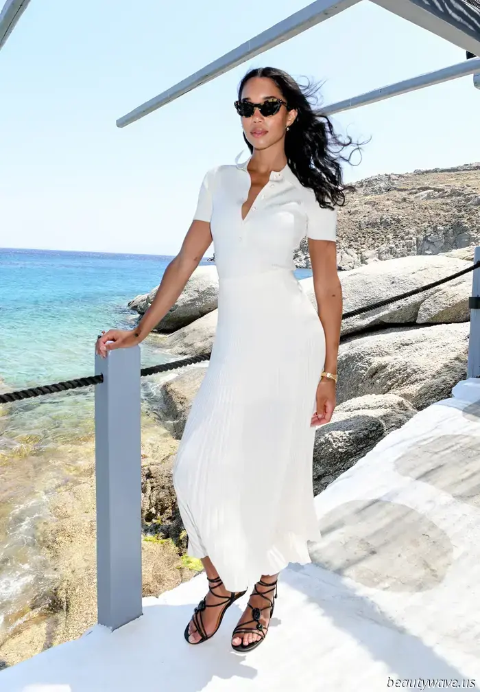 Put Away the Flip-Flops—These Classic Sandals Enhance the Beauty of White Skirts.