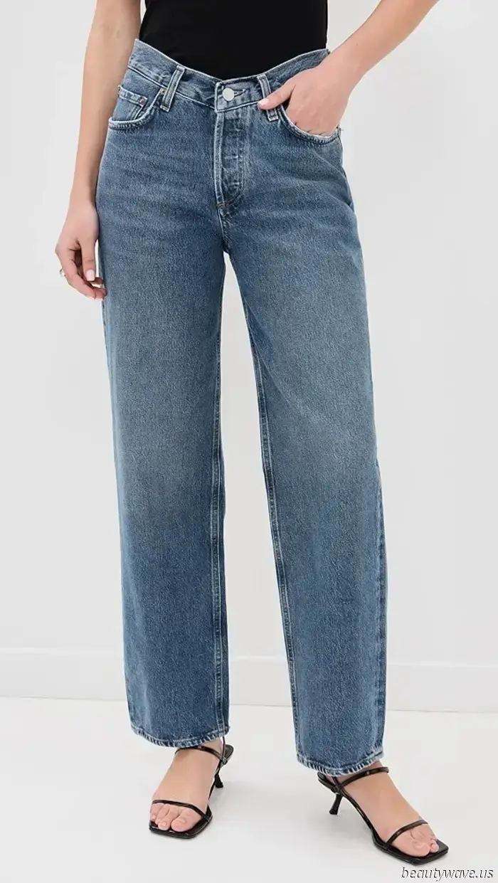Low-rise jeans and ballet flats appear outdated when compared to the current trend of jeans paired with sneakers.
