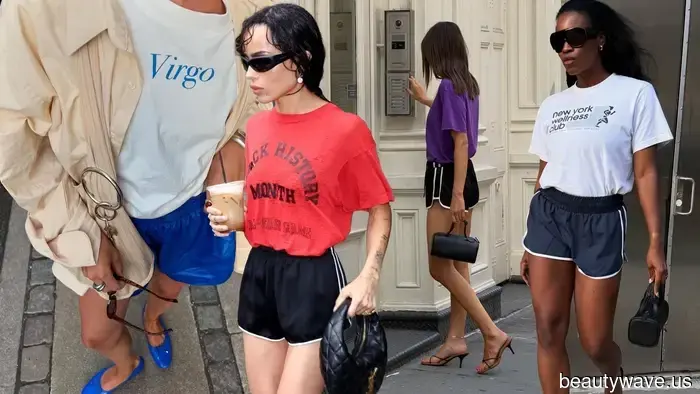Seen in NYC—the Shorts Trend that It Girls are pairing with T-Shirts.