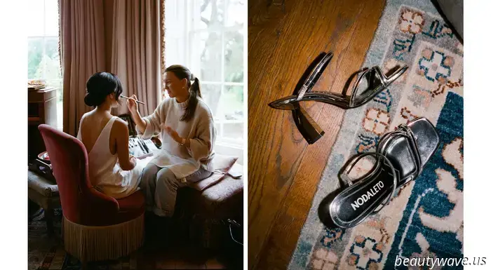 This stunning Babington House wedding featured a Brazilian welcome BBQ, a custom gown, and an adorable puppy.