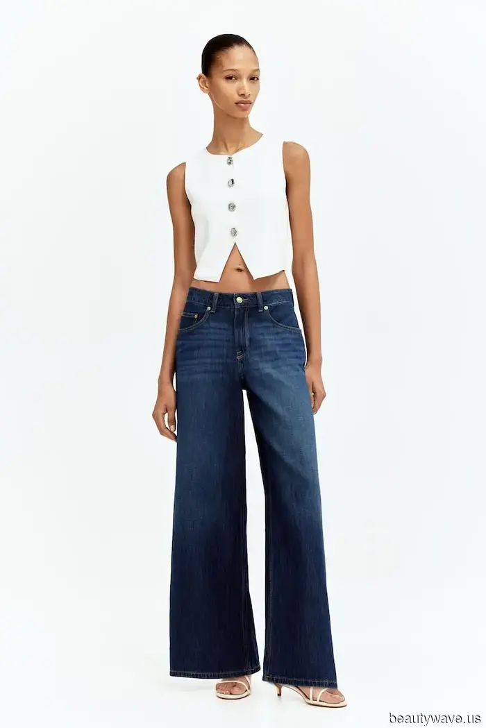 Achieving a Chic Look with Wide-Leg Jeans Involves Pairing Them with These Stylish Blouses and Shoe Trends.
