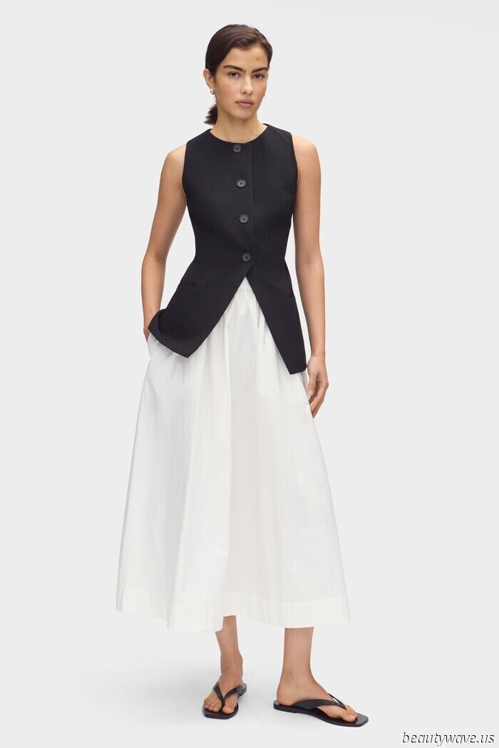 Skip the flip-flops—these attractive flat sandals elevate the style of white skirts significantly.