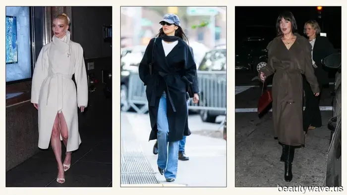 Sin botones, no cruzado&mdash;esta es la tendencia de abrigo clásico que Kendall, Dakota y Anya están usando en su lugar.