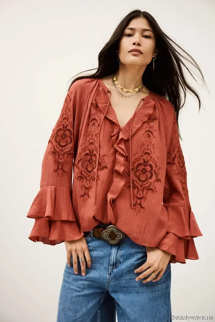 Achieving a Chic Look with Wide-Leg Jeans Involves Pairing Them with These Stylish Blouses and Shoe Trends.