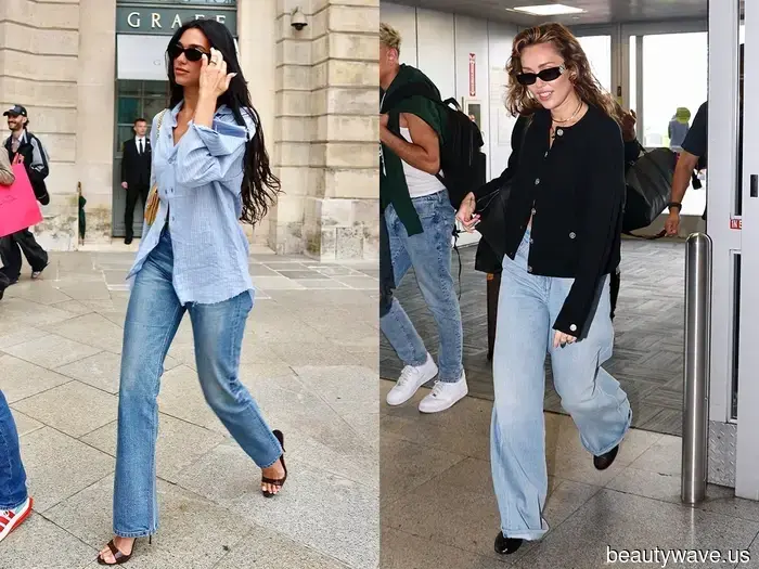 Dua Lipa und Miley Cyrus tauschten ihre dunkelblauen Jeans gegen diesen '90er-Jahre-Retro-Look.