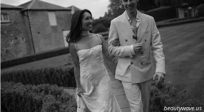 This stunning Babington House wedding featured a Brazilian welcome BBQ, a custom gown, and an adorable puppy.
