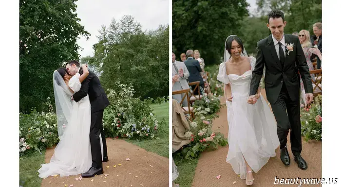 This stunning Babington House wedding featured a Brazilian welcome BBQ, a custom gown, and an adorable puppy.