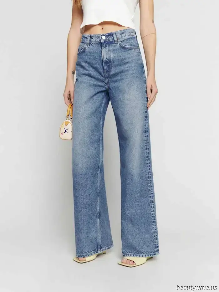 Low-rise jeans and ballet flats appear outdated when compared to the current trend of jeans paired with sneakers.