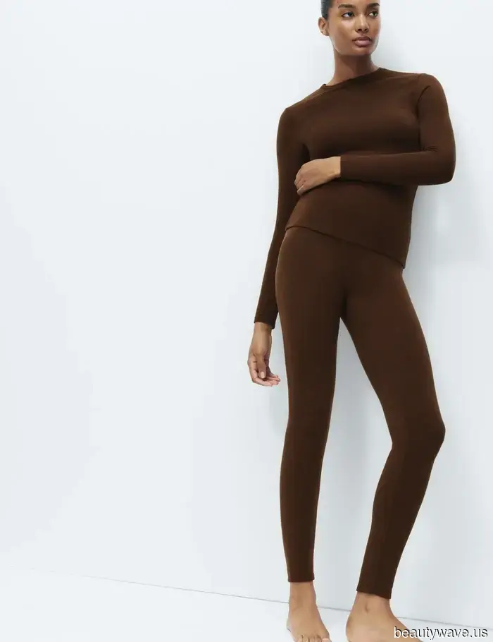 Rather than black, leggings appear most stylish in this sophisticated hue.