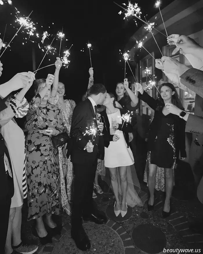 This lovely bride donned a stylish Reformation minidress for her intimate wedding in Wales, which had 26 guests.