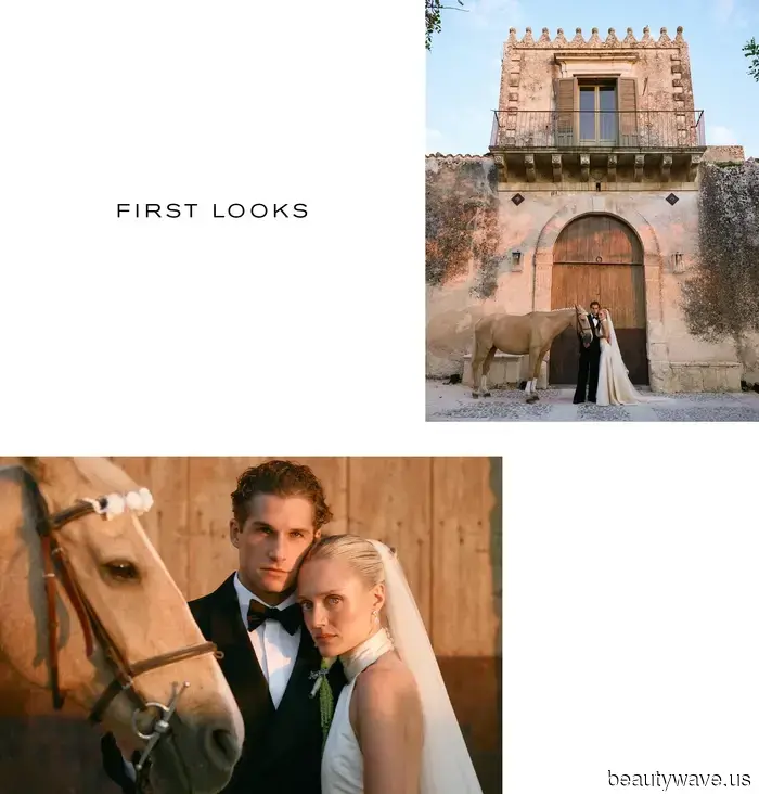 This fashion-forward couple got married at a 19th-century Sicilian masseria, donning custom outfits created by the bride.