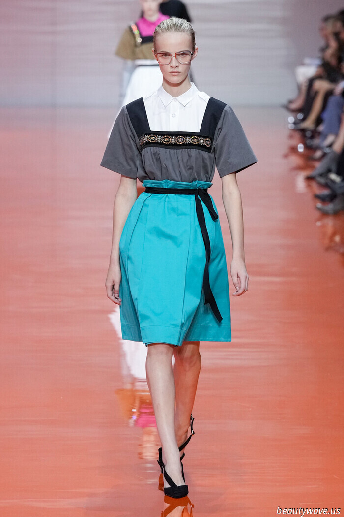 Forget Minimalism—at Prada, pastel coats, Frankenstein skirts, and an abundance of jewelry signified a new chapter in fashion.