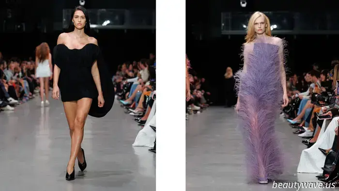 Stella McCartney: Ausgewogene Power‑Anzüge und ätherische Kleider in einer Kollektion, die von Kontrasten lebte.