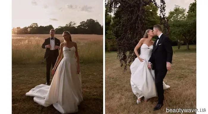 This stunning bride donned a Vera Wang gown and Manolo Blahnik shoes for her sophisticated, timeless countryside wedding.