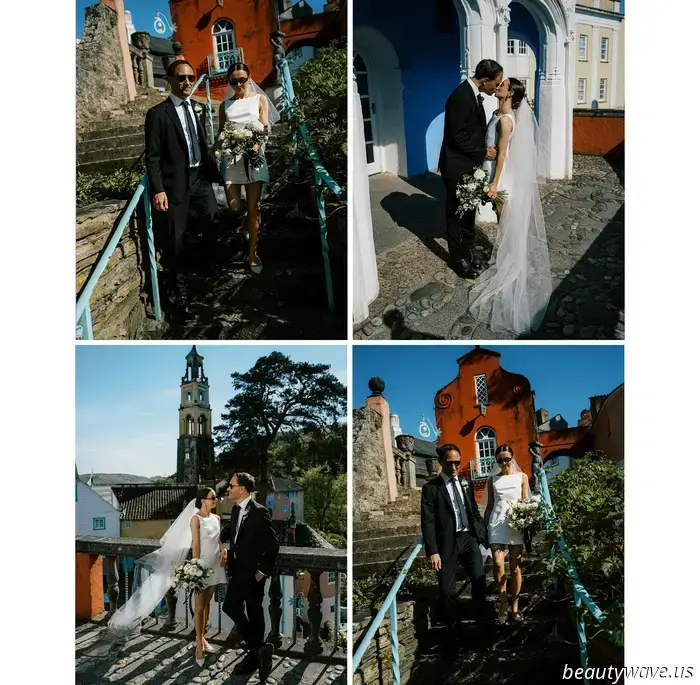 This lovely bride donned a stylish Reformation minidress for her intimate wedding in Wales, which had 26 guests.