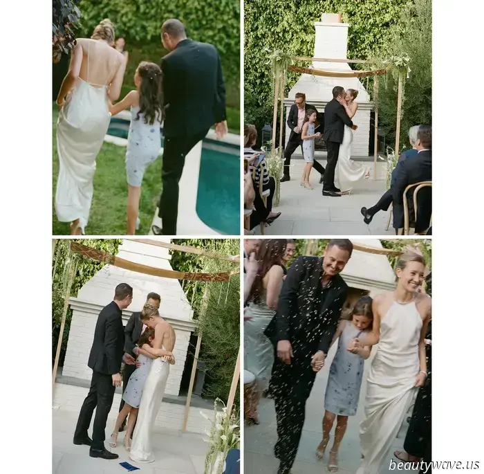 The owner of this vintage boutique chose to wear archival Calvin Klein for her intimate backyard wedding in Los Angeles.