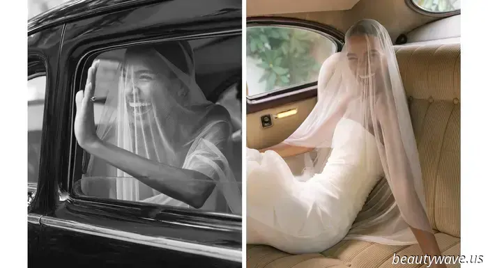 The bride donned a custom-made dress, while the groom opted for Ralph Lauren for their stunning beach wedding in the Caribbean.