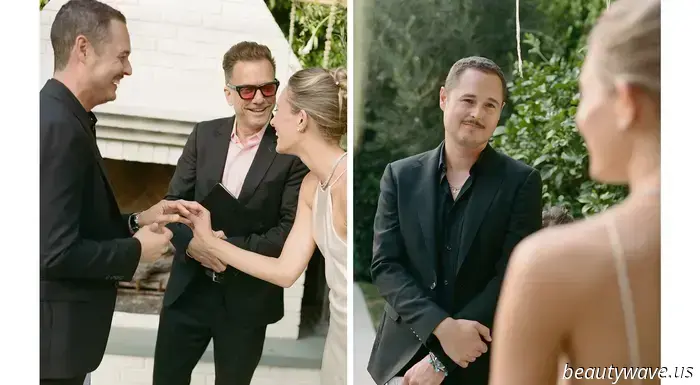 The owner of this vintage boutique chose to wear archival Calvin Klein for her intimate backyard wedding in Los Angeles.