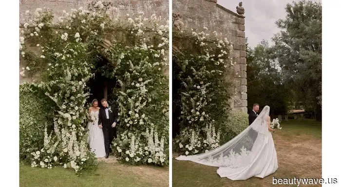This stunning bride donned a Vera Wang gown and Manolo Blahnik shoes for her sophisticated, timeless countryside wedding.