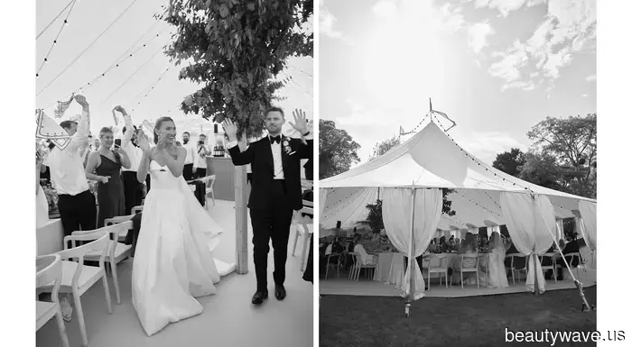 This stunning bride donned a Vera Wang gown and Manolo Blahnik shoes for her sophisticated, timeless countryside wedding.