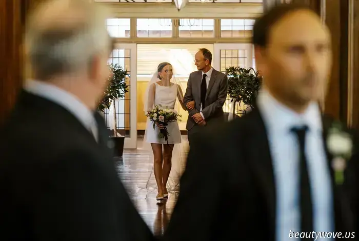 This lovely bride donned a stylish Reformation minidress for her intimate wedding in Wales, which had 26 guests.
