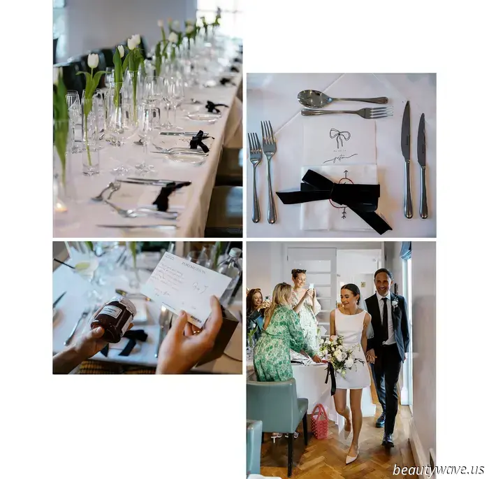 This lovely bride donned a stylish Reformation minidress for her intimate wedding in Wales, which had 26 guests.