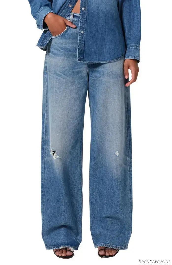 Low-rise jeans and ballet flats appear outdated when compared to the current trend of jeans paired with sneakers.