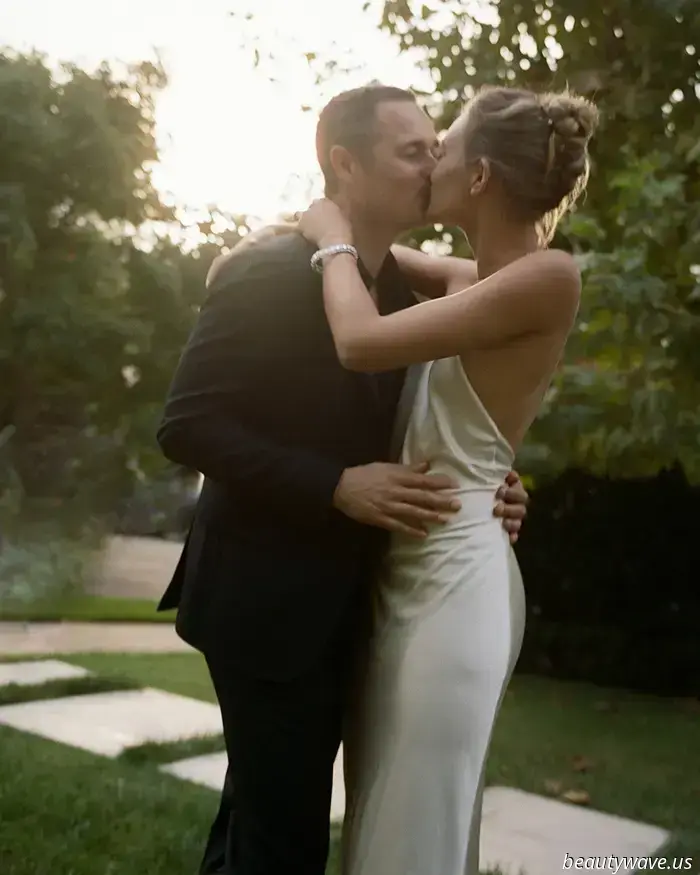 The owner of this vintage boutique chose to wear archival Calvin Klein for her intimate backyard wedding in Los Angeles.