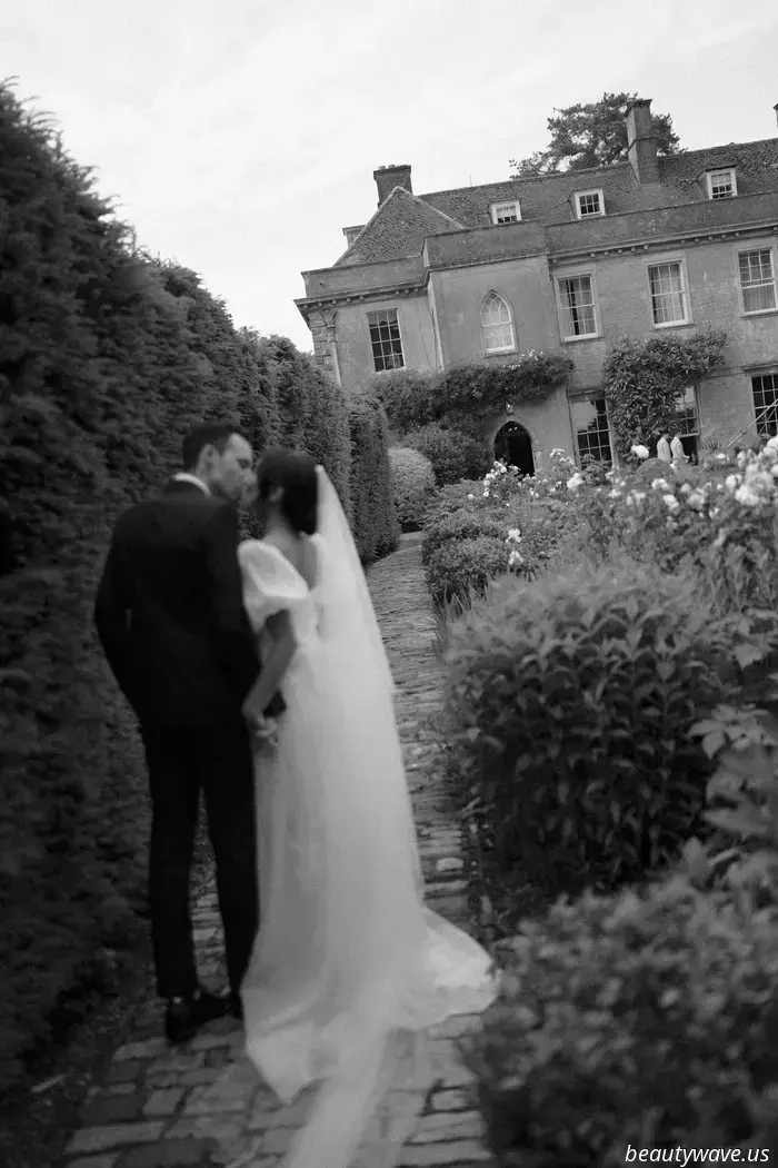 This stunning Babington House wedding featured a Brazilian welcome BBQ, a custom gown, and an adorable puppy.
