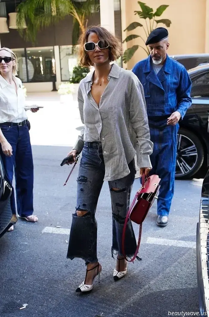 Avoid wearing ripped jeans until you’ve checked out how Halle Berry styled them in the South of France.