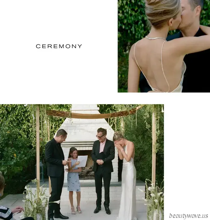 The owner of this vintage boutique chose to wear archival Calvin Klein for her intimate backyard wedding in Los Angeles.