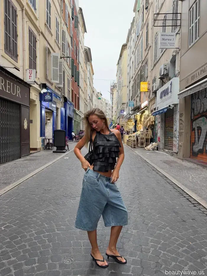 Skip the jeans—I believe that flip-flops and ballet flats appear most stylish when matched with this summer trend.