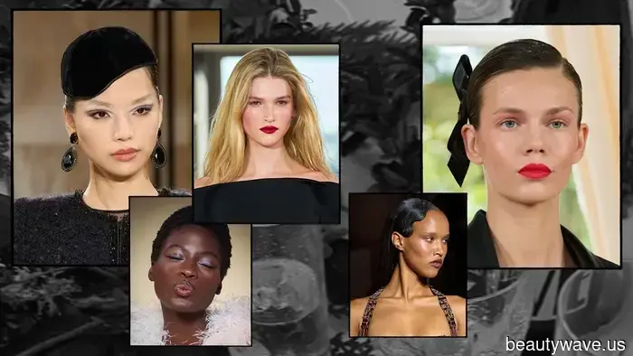 Dalle labbra macchiate di vino ai tocchi di lamé: 10 tendenze di bellezza per le festività che le persone del mondo della moda stanno salvando da mesi