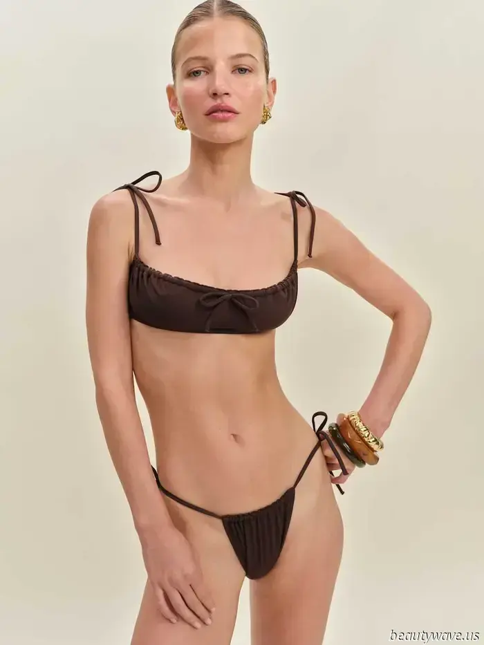 Indeed, black bikinis are stylish, but this refined color is undeniably more appealing right now.