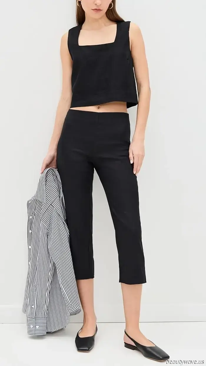 Hailey Bieber trug Vintage-Tom-Ford-Gucci-Sandalen zum Sommerhosen-Trend, von dem ich glaube, dass er bis in den Herbst hinein bestehen bleibt.