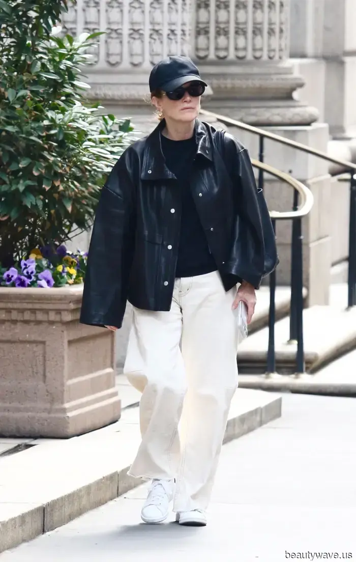 Not Pure White, Not Khaki— the "Just Right" Denim Color Trend That Celebrities in Their 60s Are Pairing with White...