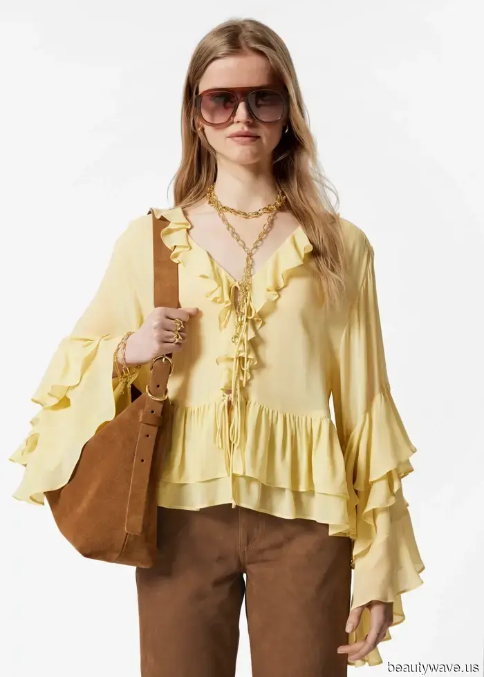 Achieving a Chic Look with Wide-Leg Jeans Involves Pairing Them with These Stylish Blouses and Shoe Trends.